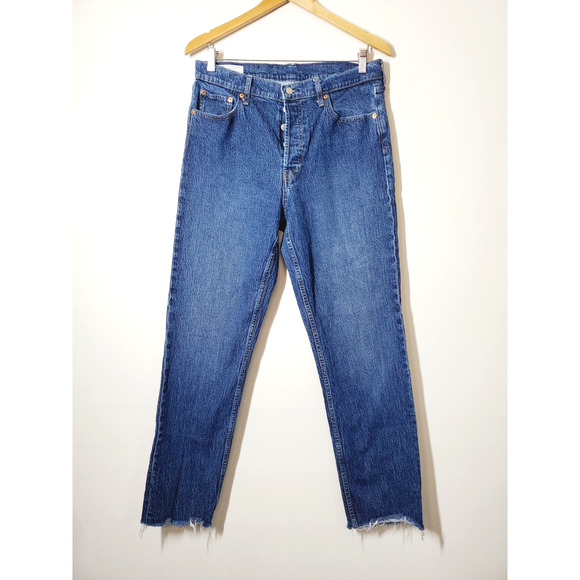 Gap Womens 31 Tall Cheeky Straight High Rise Jeans 12‎ LONG Dark Wash Stretch - Picture 11 of 11